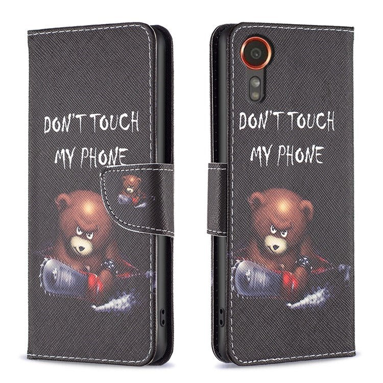 EIDERWOOD Samsung Galaxy Xcover 7 Flip Case with 2 x Card Holder - "Don't Touch My Phone" Bear