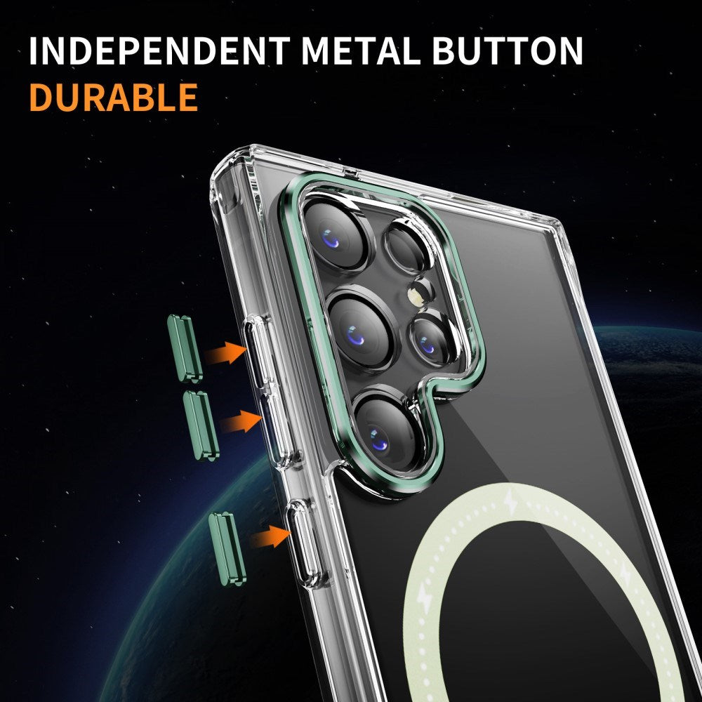 EIDERWOOD Samsung Galaxy S23 Ultra Hybrid Plastic Case - MagSafe Compatible - Transparent / Green
