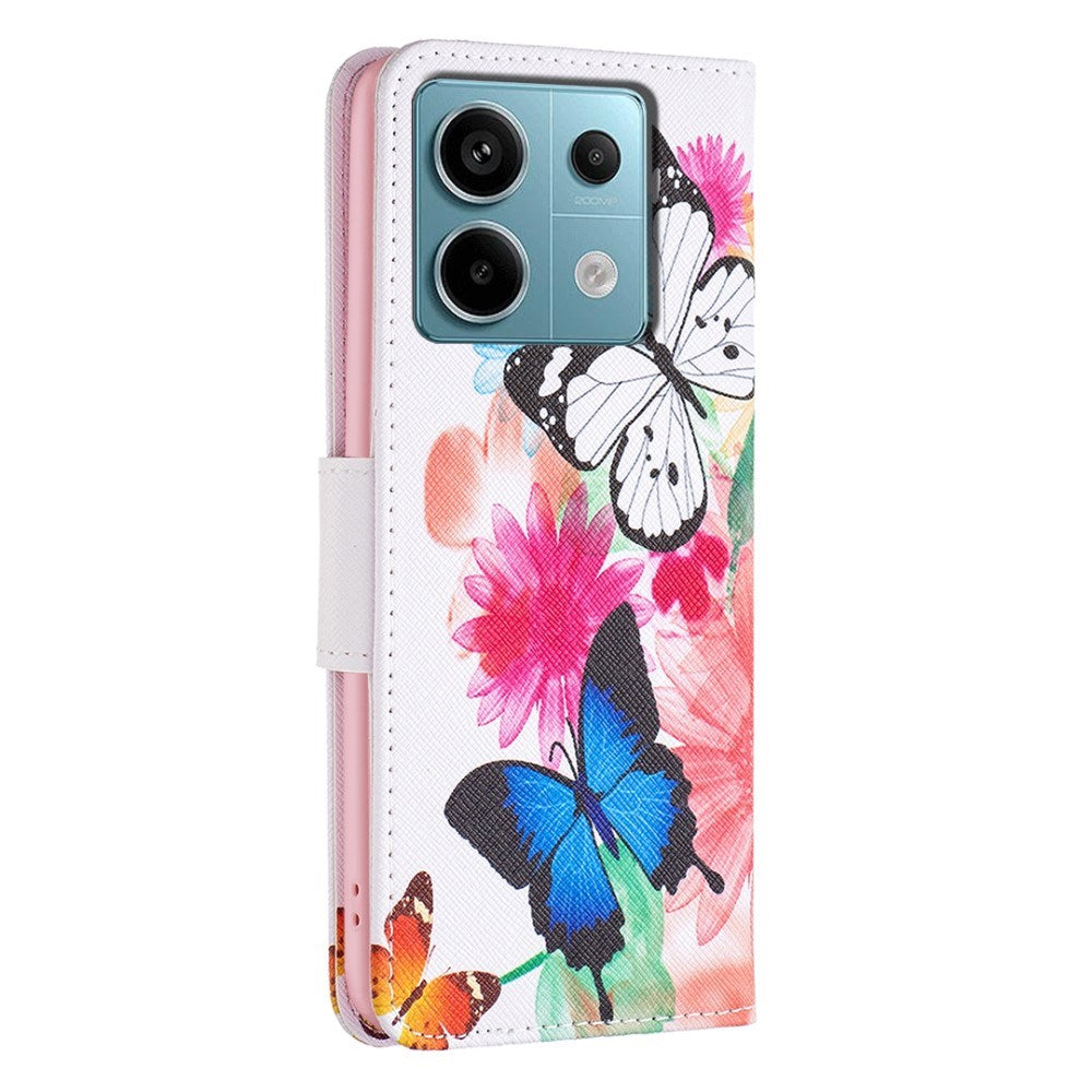 EIDERWOOD Xiaomi Redmi Note 13 Pro (4G) / Poco M6 Pro Leather Flip Case w. Wallet & Print - Flowers & Butterflies