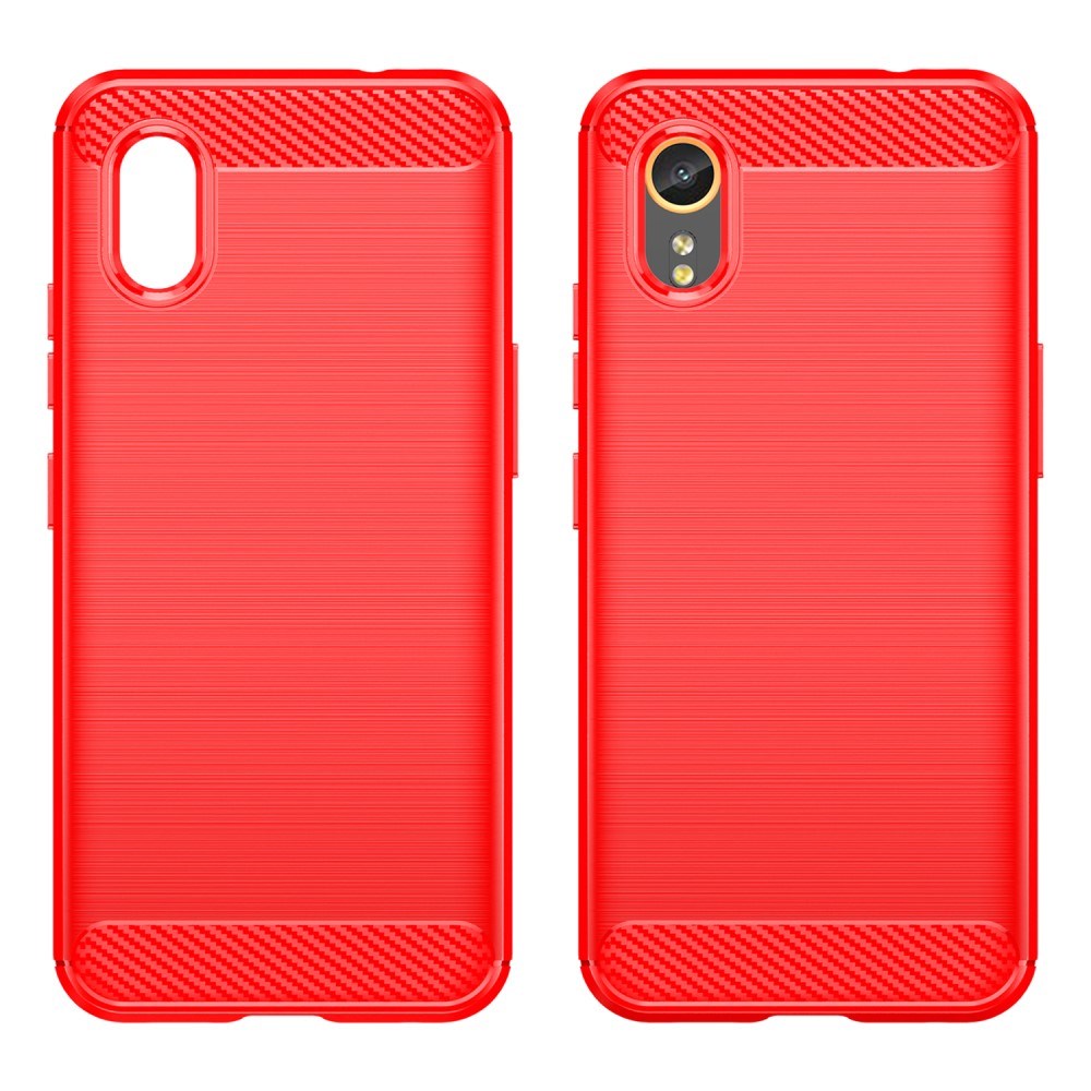 EIDERWOOD Samsung Galaxy Xcover 7 Brushed Carbon Fiber Flexible Plastic Case - Red