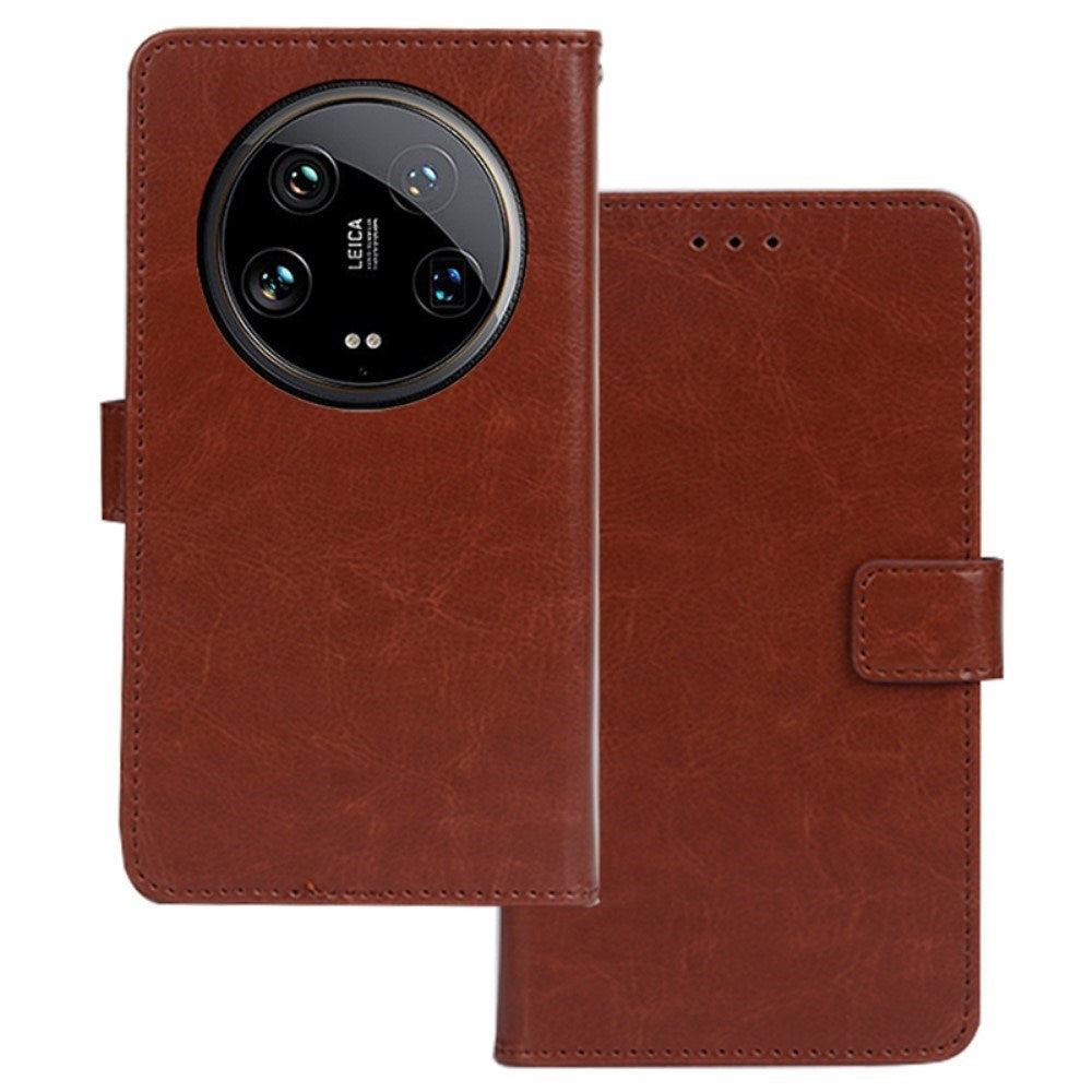 EIDERWOOD Xiaomi 14 Ultra Glossy Leather Phone Wallet Case - Brown