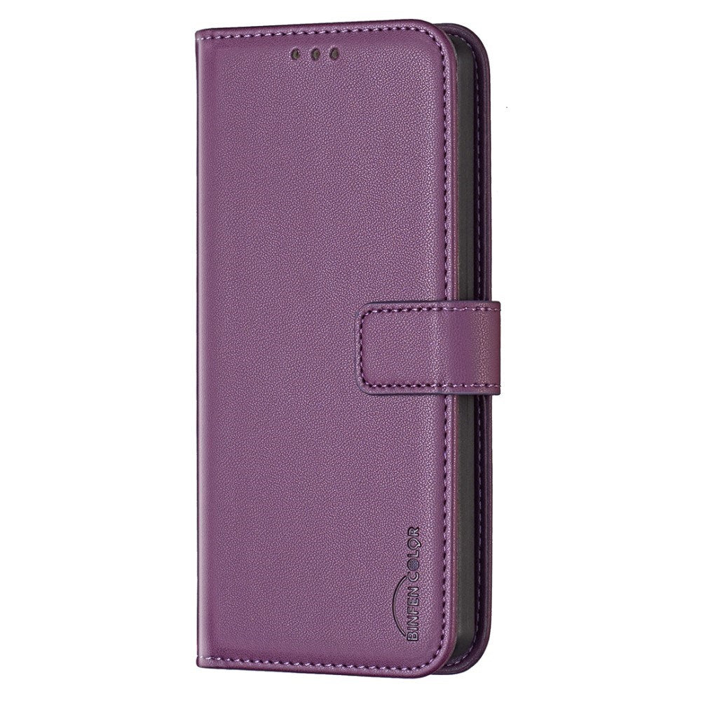 EIDERWOOD Samsung Galaxy M15 (5G) Faux Leather Flip Cover with Stand Function & Card Holder - Dark Purple