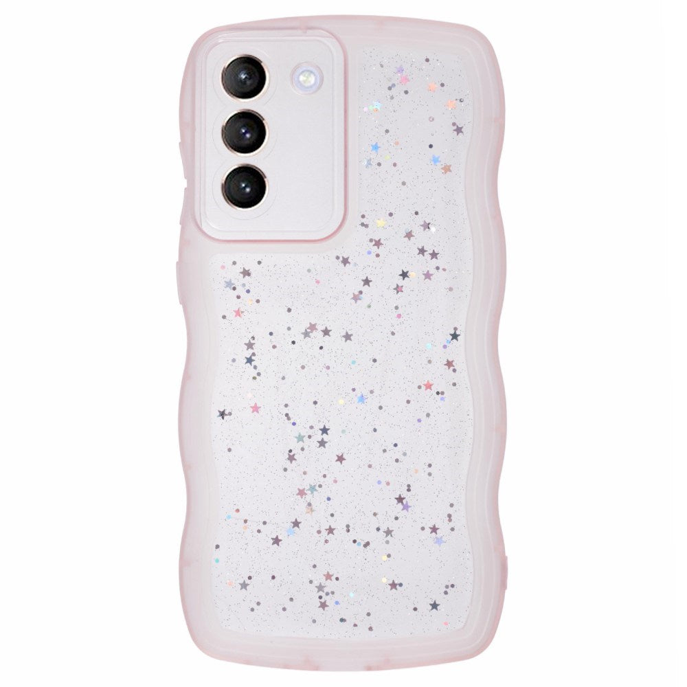 EIDERWOOD Samsung Galaxy S22+ (Plus) Flexible Plastic Wavy Case with Glitter - Transparent / Pink