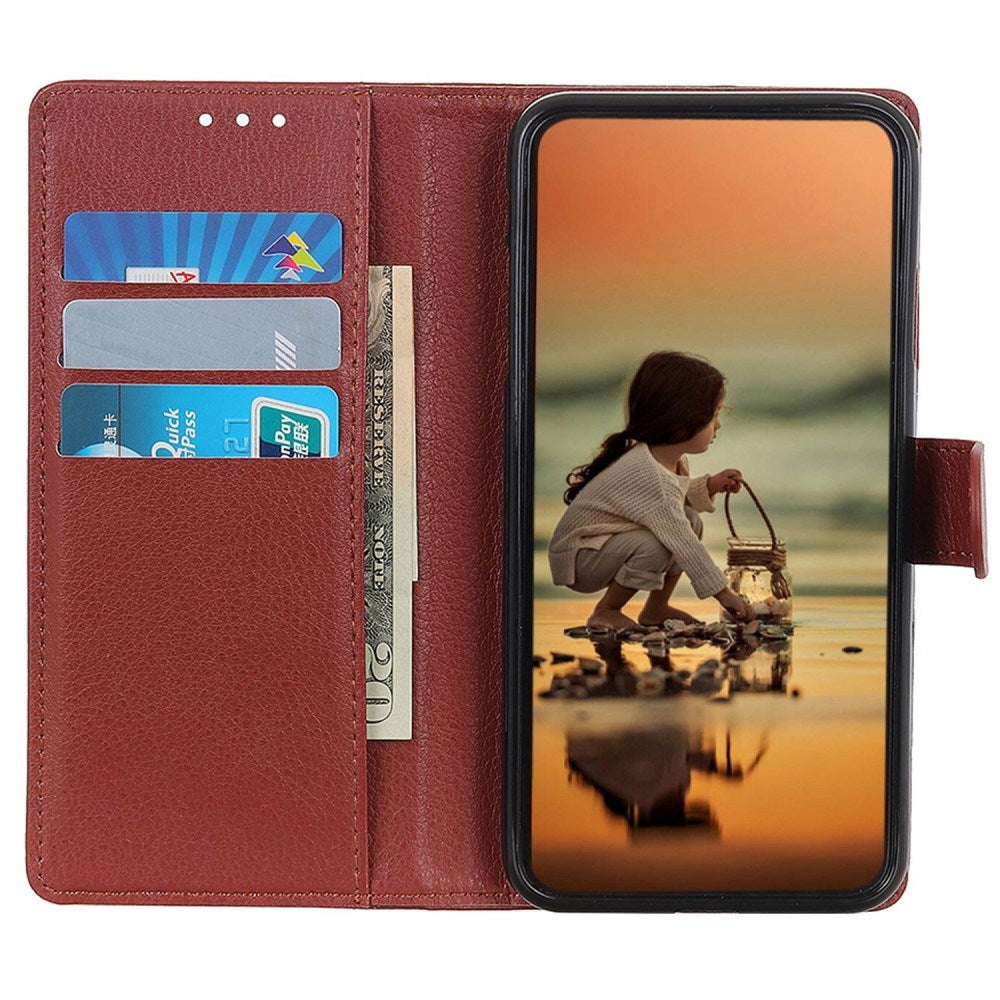 EIDERWOOD Google Pixel 10 / 10 Pro / 9 / 9 Pro Litchi Faux Leather Flip Case w. Wallet - Brown