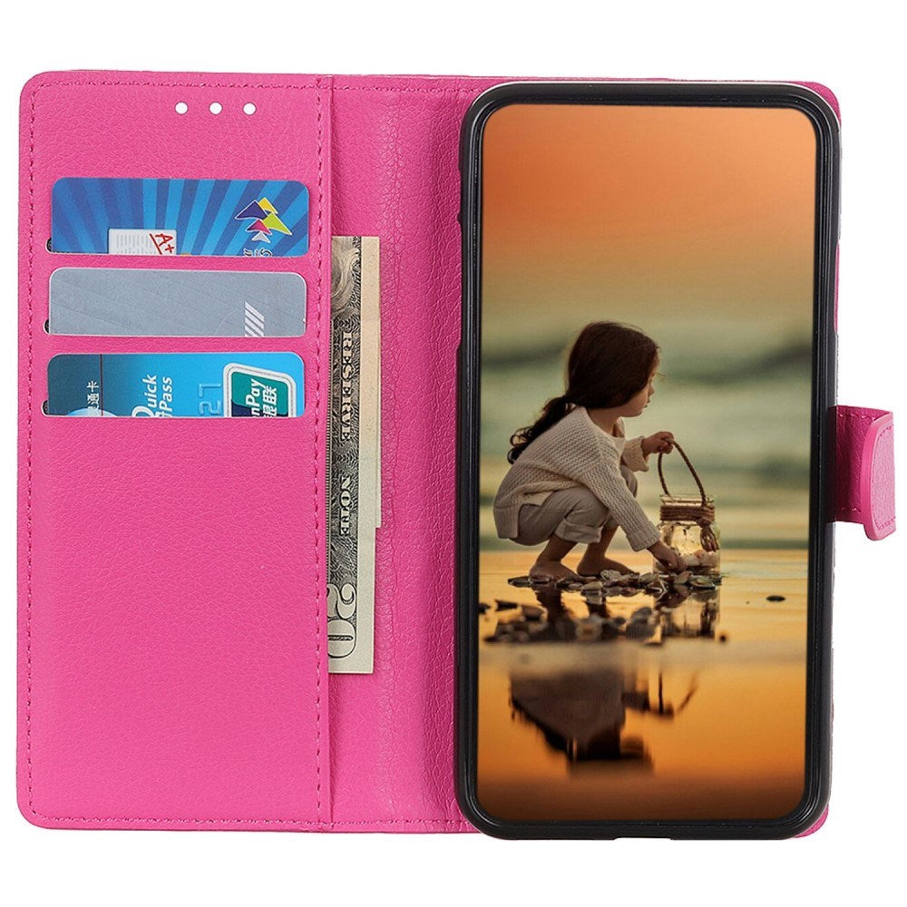 EIDERWOOD Google Pixel 10 / 10 Pro / 9 / 9 Pro Litchi Faux Leather Flip Case w. Wallet - Pink