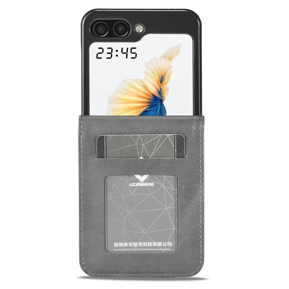EIDERWOOD Samsung Galaxy Z Flip7 FE / Flip6 Faux Leather Flip Case with Cardholder & Stand Function - Grey