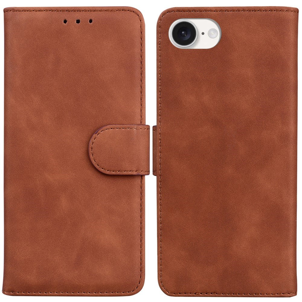 EIDERWOOD iPhone 16e Leatherette Flip Case with Stand Function & Wallet - Brown