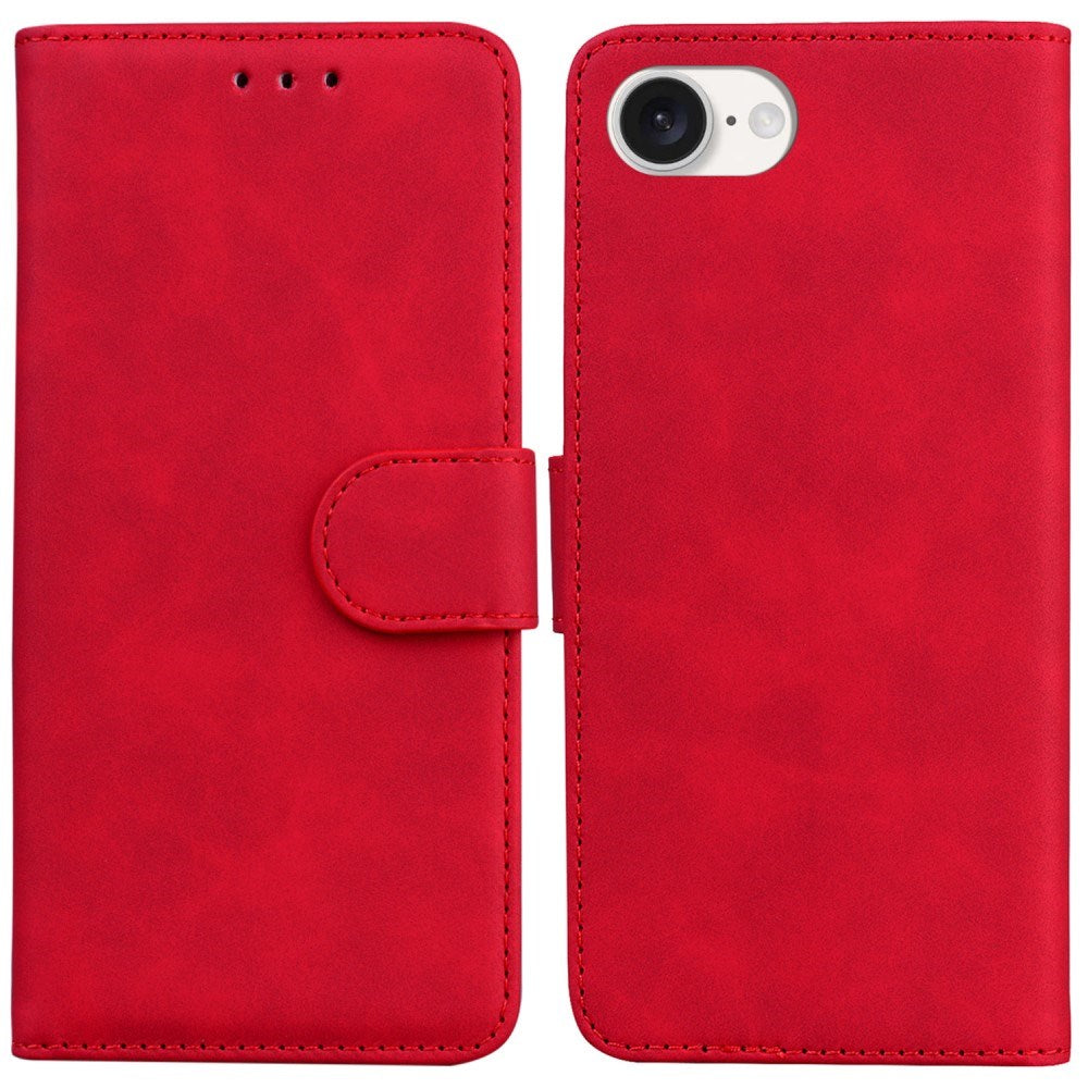 EIDERWOOD iPhone 16e Leatherette Flip Case with Stand Function & Wallet - Red