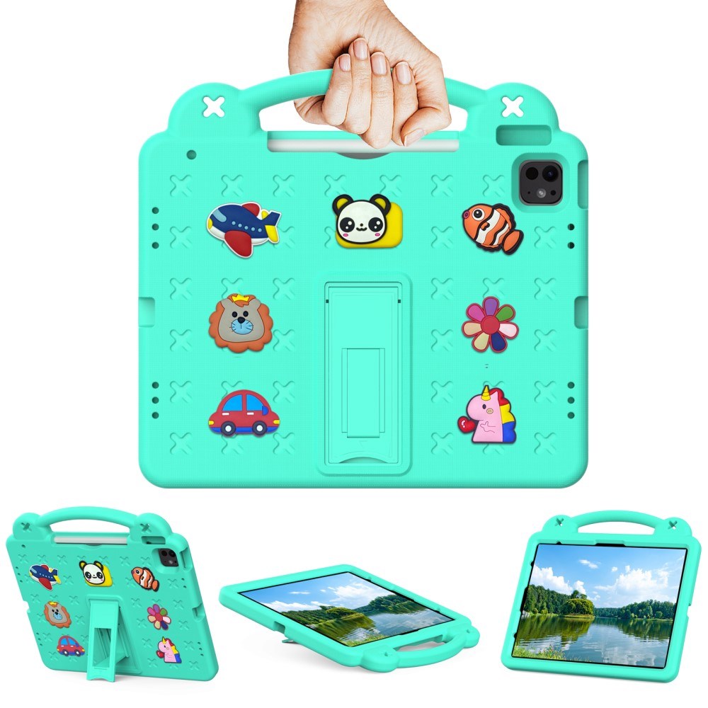 EIDERWOOD iPad Air 13" (2025 / 2024) / Pro 13" (2025 / 2024) /12.9" (2022-2018) Kids Case with Kickstand & Hand Holder - Green