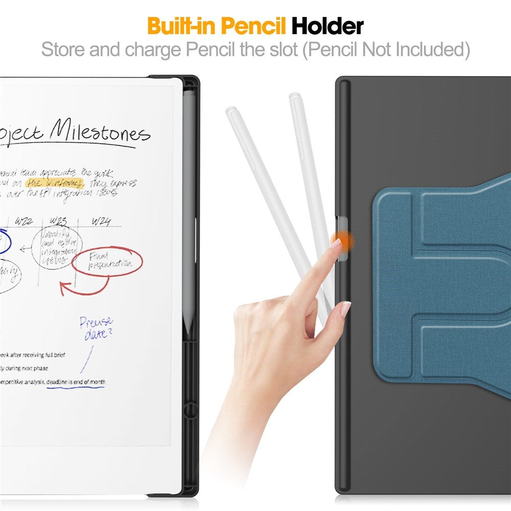 EIDERWOOD ReMarkable Paper Pro Faux Leather Plastic Case with Pen Holder - Light Blue