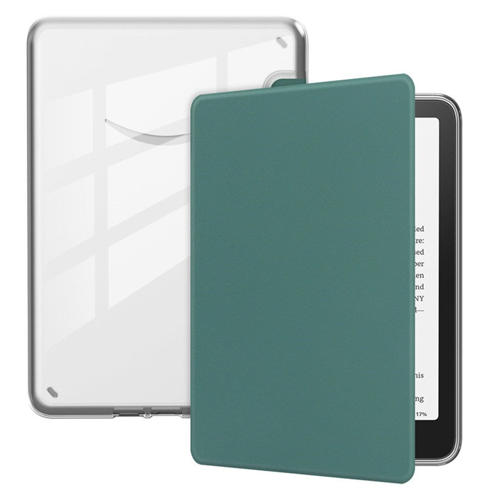 EIDERWOOD Amazon Kindle Paperwhite (2024) Faux Leather Flip Case - Transparent / Dark Green
