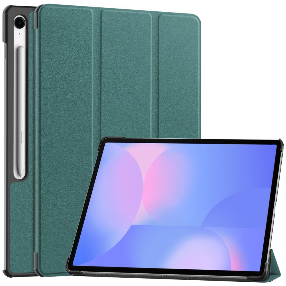 EIDERWOOD Samsung Galaxy Tab S10 FE+ (Plus) Faux Leather Flip Case with Stand Function & Pencil Holder - Green
