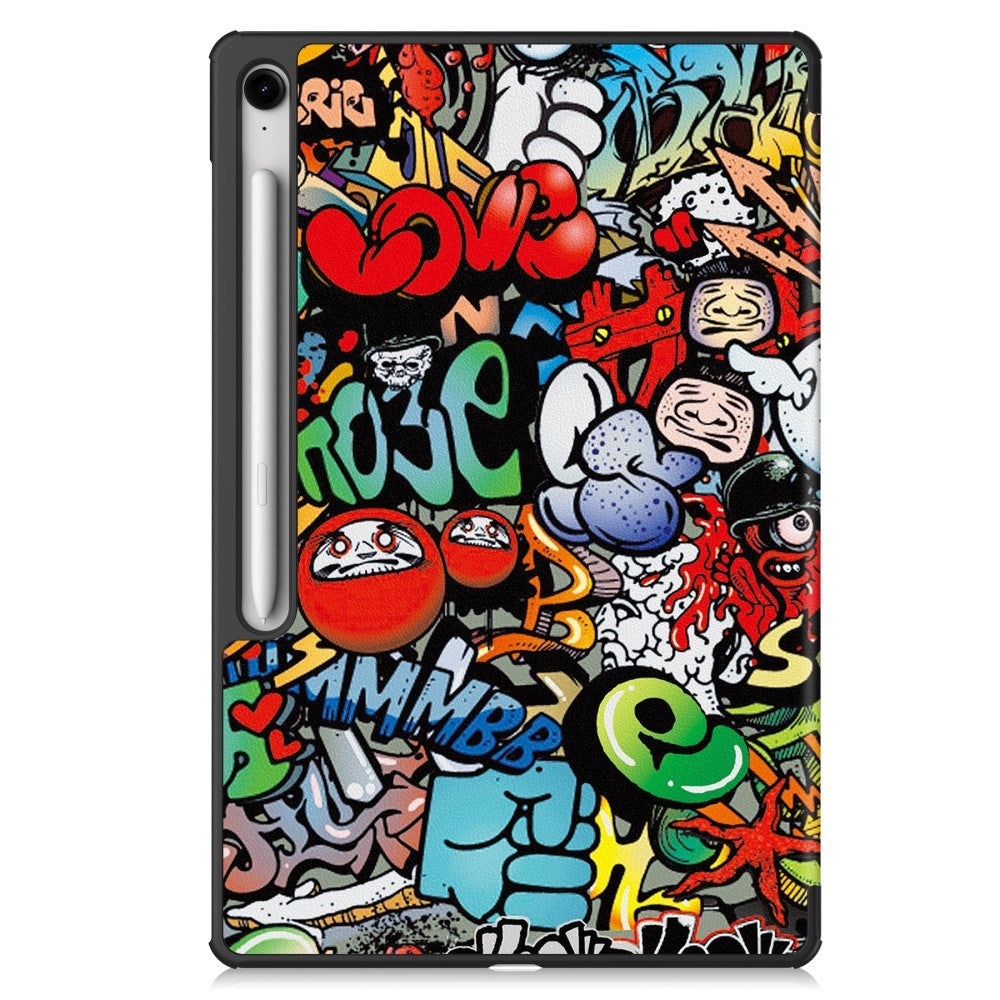 EIDERWOOD Samsung Galaxy Tab S10 FE+ (Plus) Tri-Fold Faux Leather Flip Case with Pattern - Graffiti