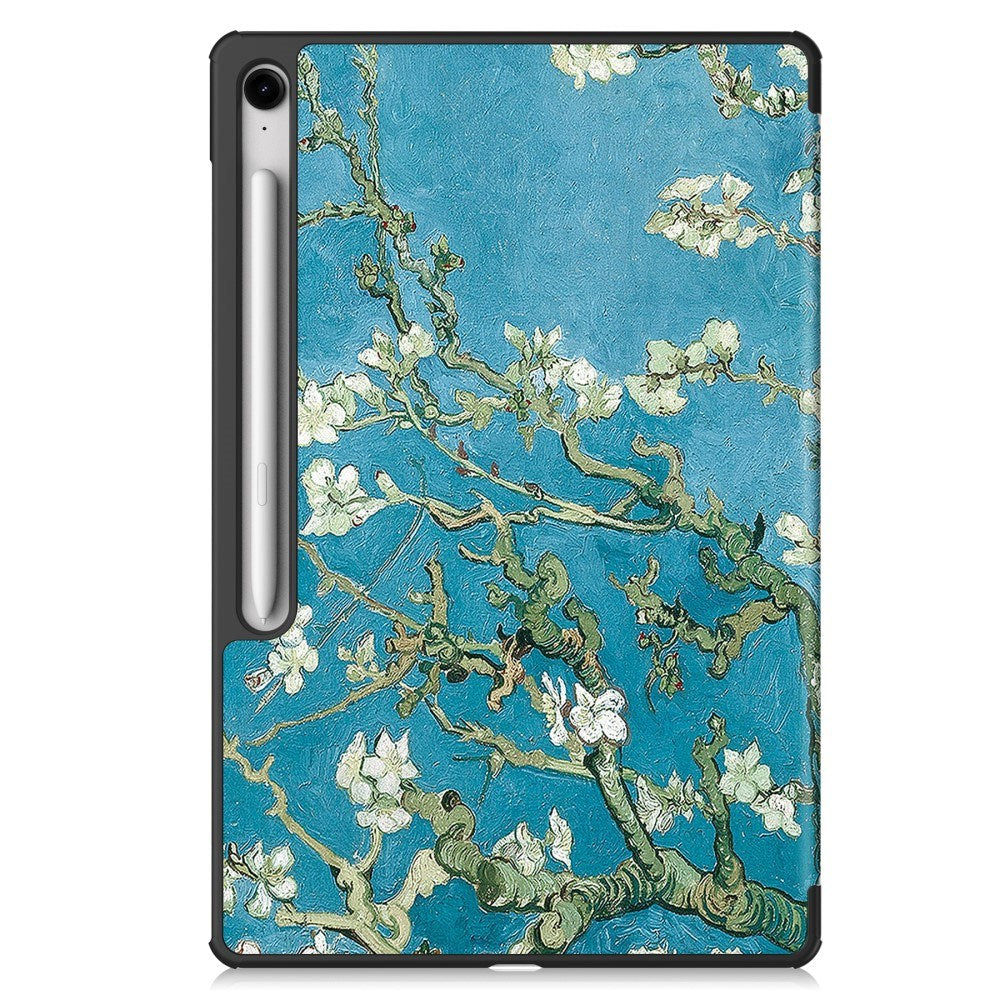 EIDERWOOD Samsung Galaxy Tab S10 FE+ (Plus) Tri-Fold Faux Leather Flip Case with Pattern - Flower