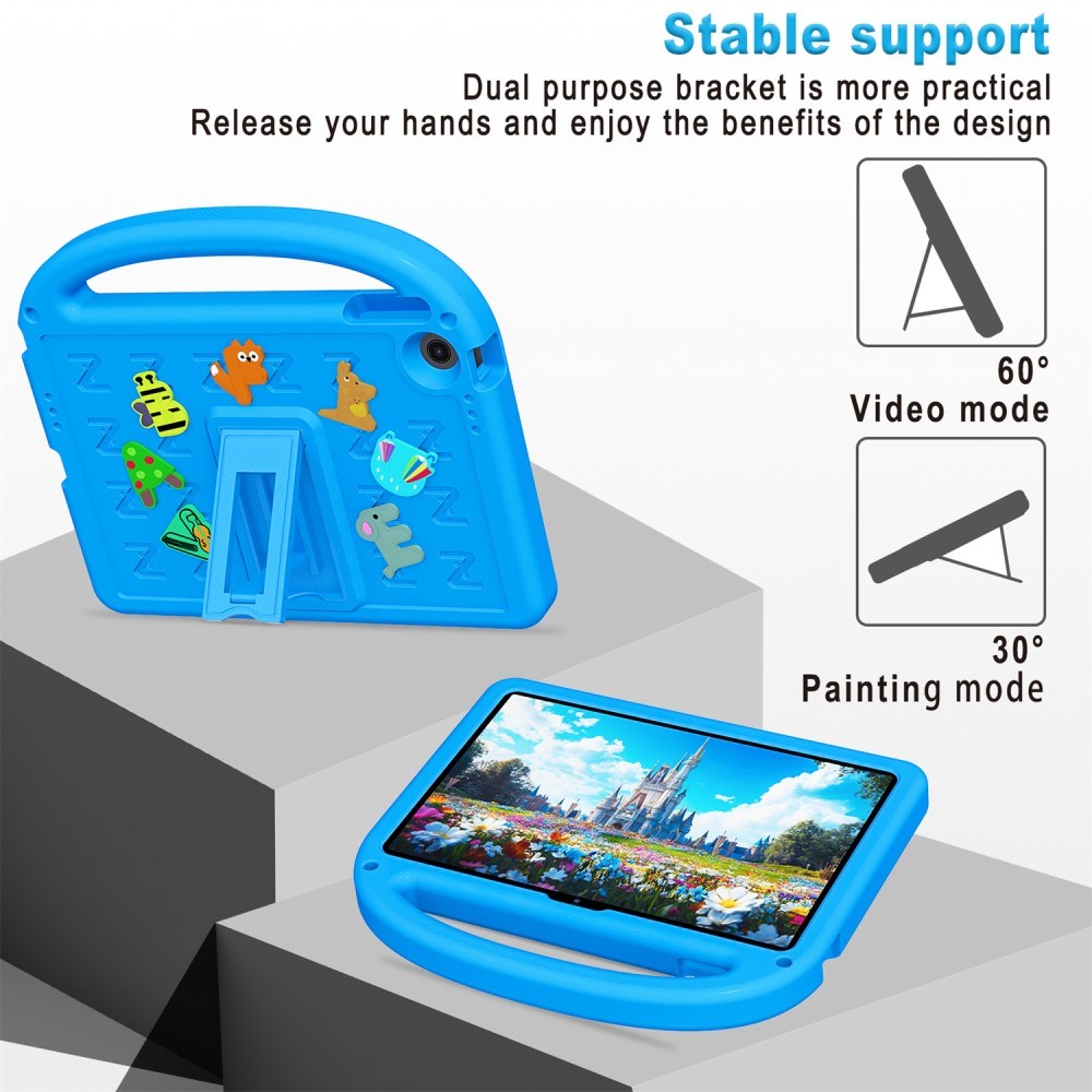 EIDERWOOD Lenovo Tab 10.1" Kids Case with Kickstand & Hand Holder - Blue