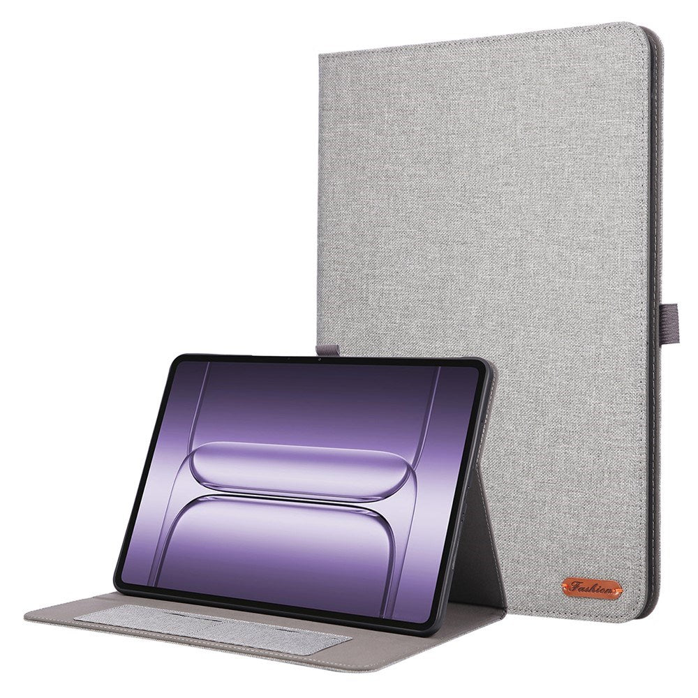 OnePlus Pad 3 Faux Leather Flip Case with Card Holder & Stand Function - Grey