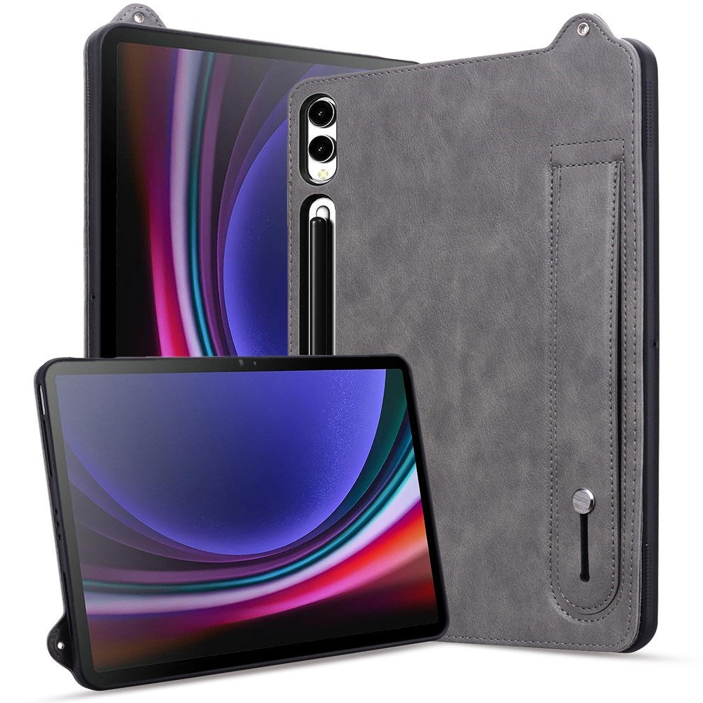 EIDERWOOD Samsung Galaxy Tab S11 Ultra Hard Plastic Faux Leather Coated Case with Handle - Grey