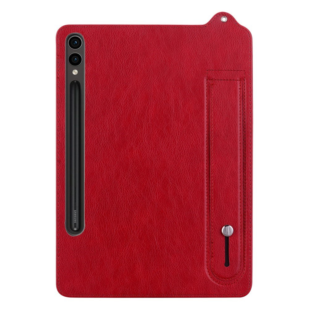 EIDERWOOD Samsung Galaxy Tab S11 Ultra Hard Plastic Faux Leather Coated Case with Handle - Red