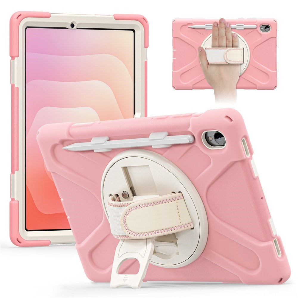 EIDERWOOD Samsung Galaxy Tab S11 Shockproof Case with 360 Degree Rotatable Kickstand & Velcro Strap - Pink