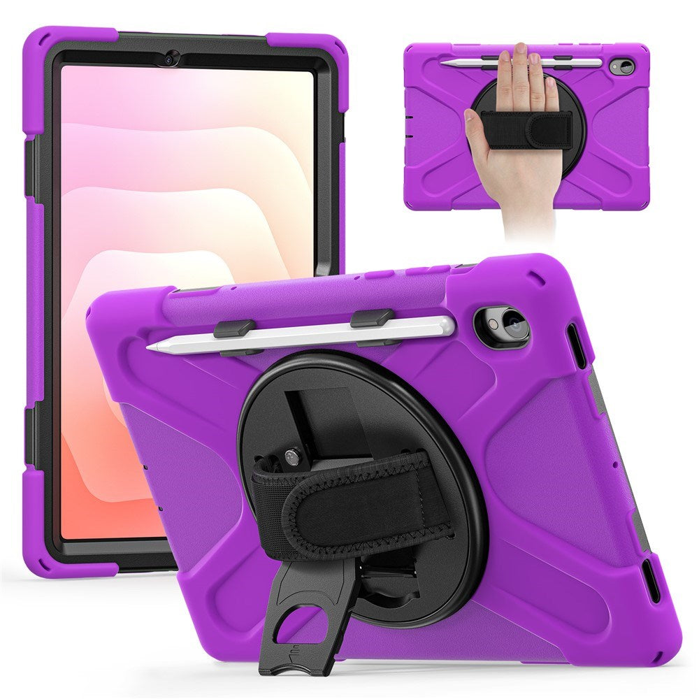 EIDERWOOD Samsung Galaxy Tab S11 Shockproof Case with 360 Degree Rotatable Kickstand & Velcro Strap - Purple