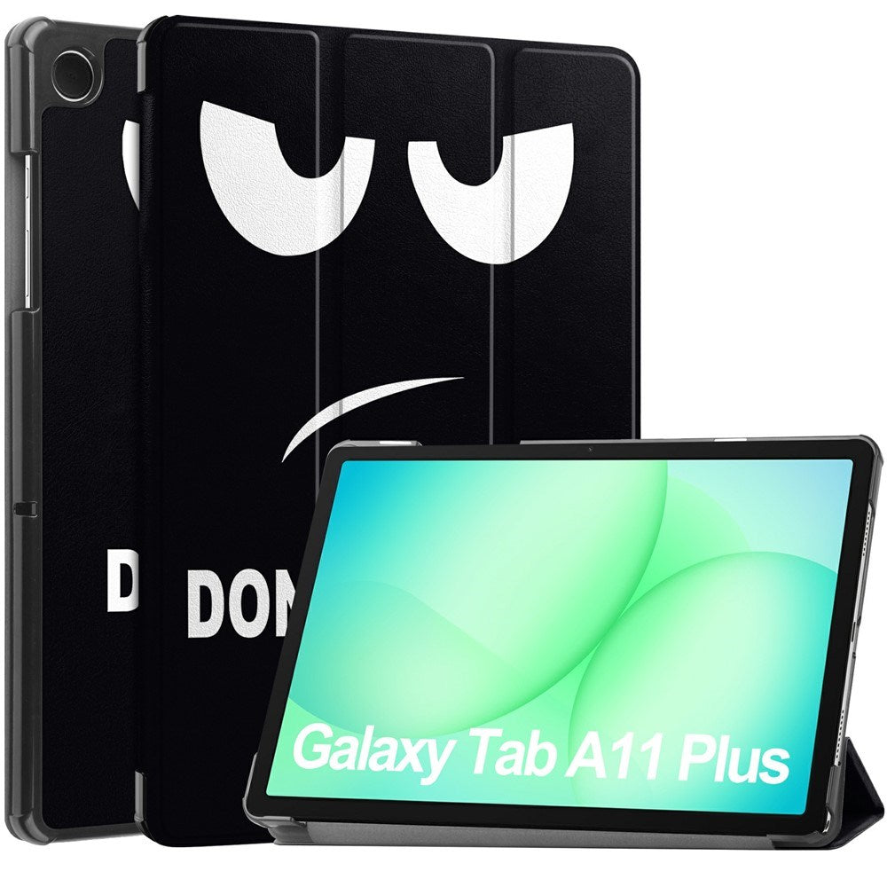 Samsung Galaxy Tab A11+ (Plus) EIDERWOOD Faux Leather Flip Case with Motif - "Don't Touch Me"