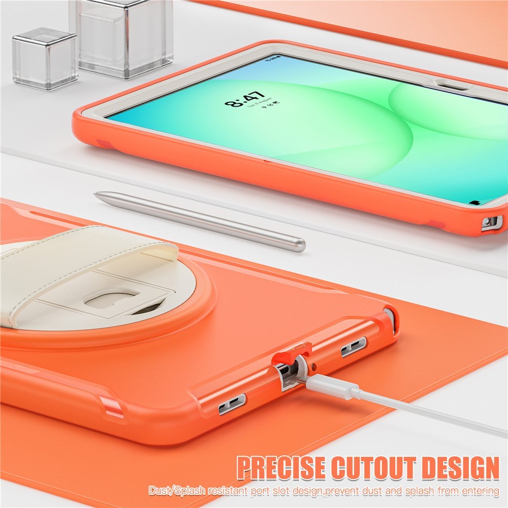 Samsung Galaxy Tab A11+ (Plus) EIDERWOOD Shockproof Case with 360 Degree Rotatable Kickstand - Orange