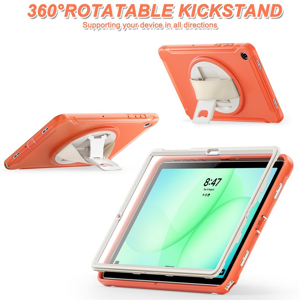 Samsung Galaxy Tab A11+ (Plus) EIDERWOOD Shockproof Case with 360 Degree Rotatable Kickstand - Orange