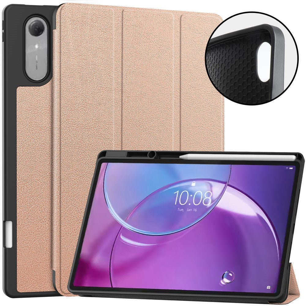 Lenovo Idea Tab Pro (2. Gen.) 13" EIDERWOOD Faux Leather Flip Case with Stand Function & Pencil Holder - Rose Gold