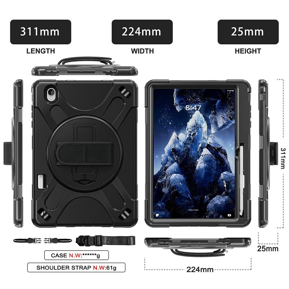 Samsung Galaxy Tab S12+ (Plus) EIDERWOOD Hybrid Rugged Case w. Kickstand - Black