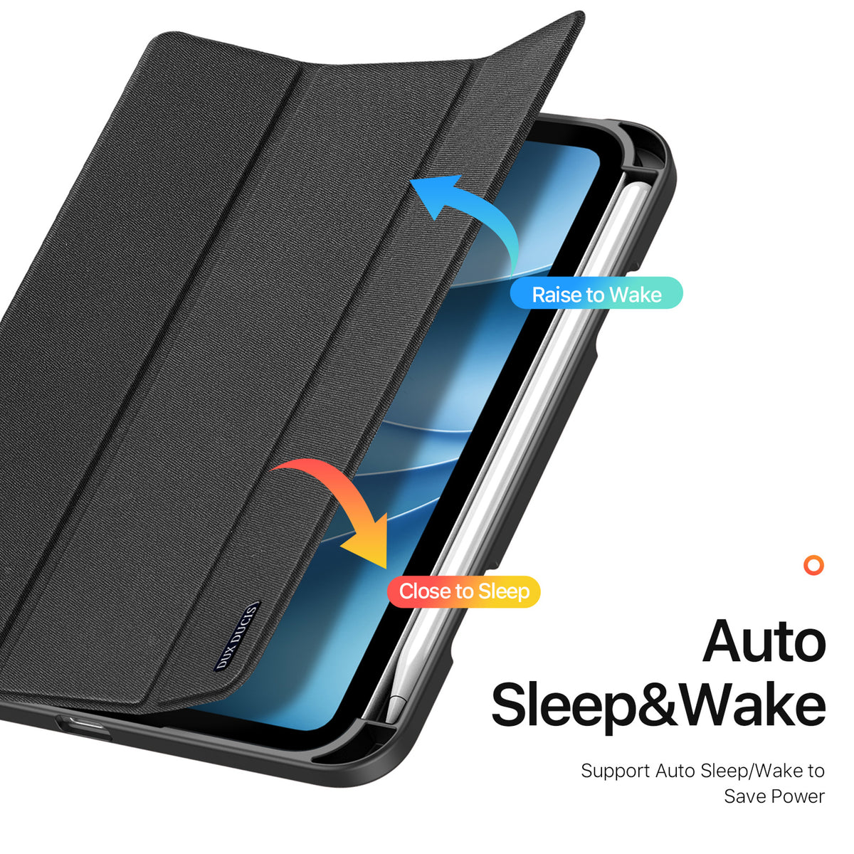 iPad Mini (2026) 8th Gen. DUX DUCIS DOMO Tri-Fold Faux Leather Flip Case - Black