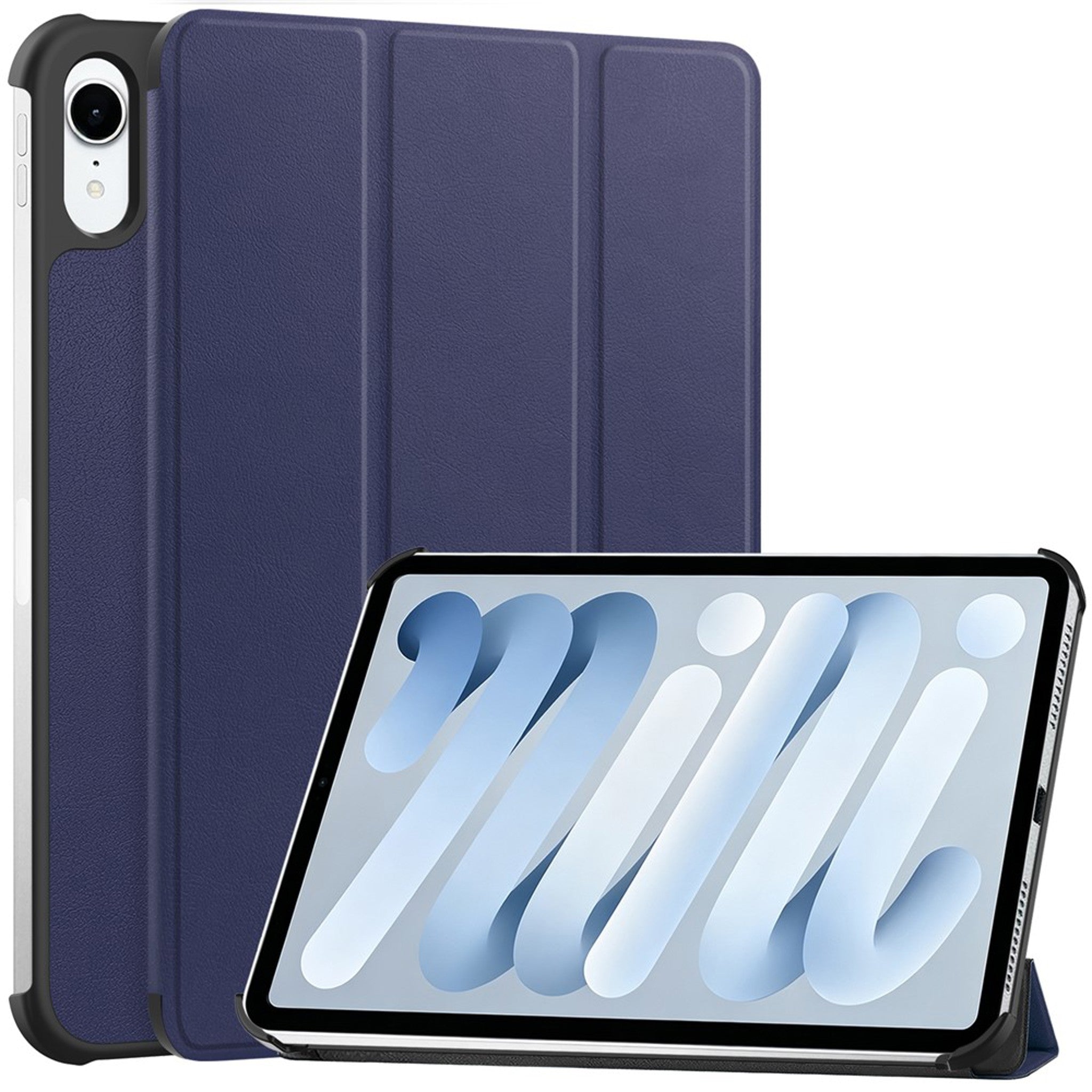 iPad Mini (2026) 8th Gen. EIDERWOOD Faux Leather Tri-Fold Flip Case with Stand Function - Blue