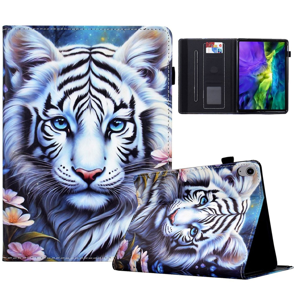 iPad Mini (2026) 8th Gen. EIDERWOOD Faux Leather Flip Case with Card Holder - Tiger