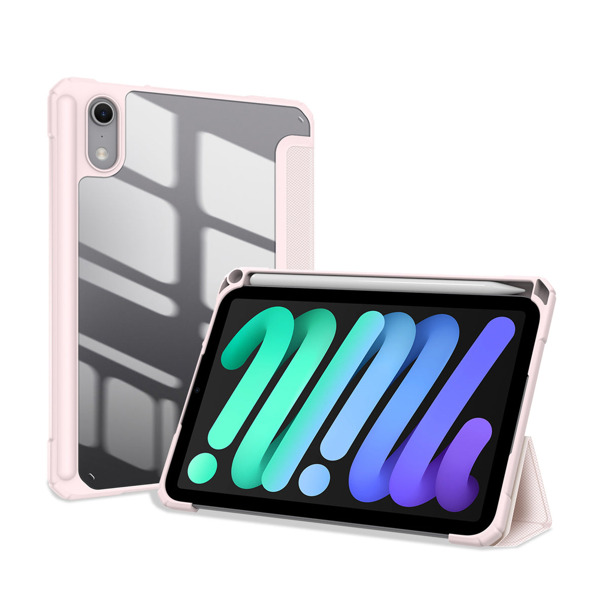 iPad Mini (2026) 8th Gen. DUX DUCIS TOBY Tri-Fold Faux Leather Flip Case with Stand - Pink