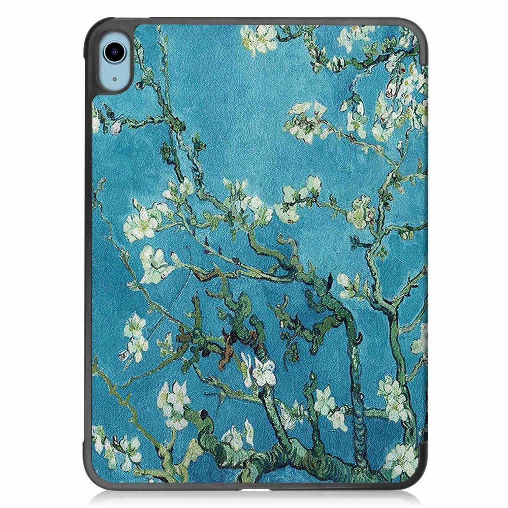 iPad 10.9" (2024/2022) Leather Tri-fold Case - White Flowers