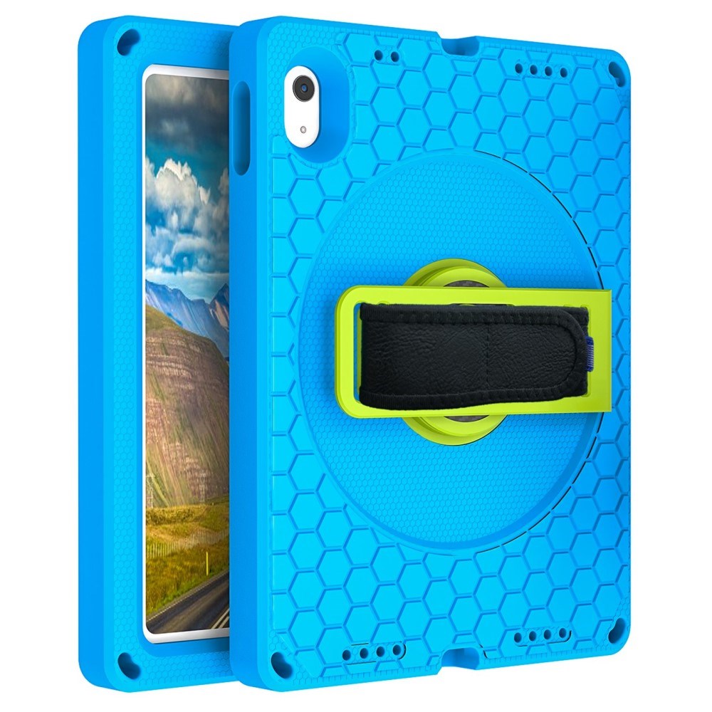 iPad 10.9" (2024/2022) EVA Foam Case w. Kickstand, Hand Holder & Shoulder Strap - Blue