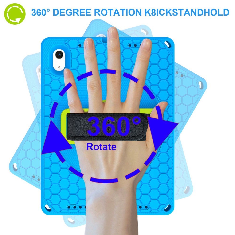 iPad 10.9" (2024/2022) EVA Foam Case w. Kickstand, Hand Holder & Shoulder Strap - Blue