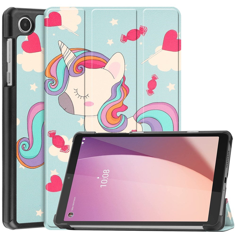 EIDERWOOD Lenovo Tab M8 (4th Gen.) Tri-Fold Faux Leather Flip Case with Pattern - Unicorn