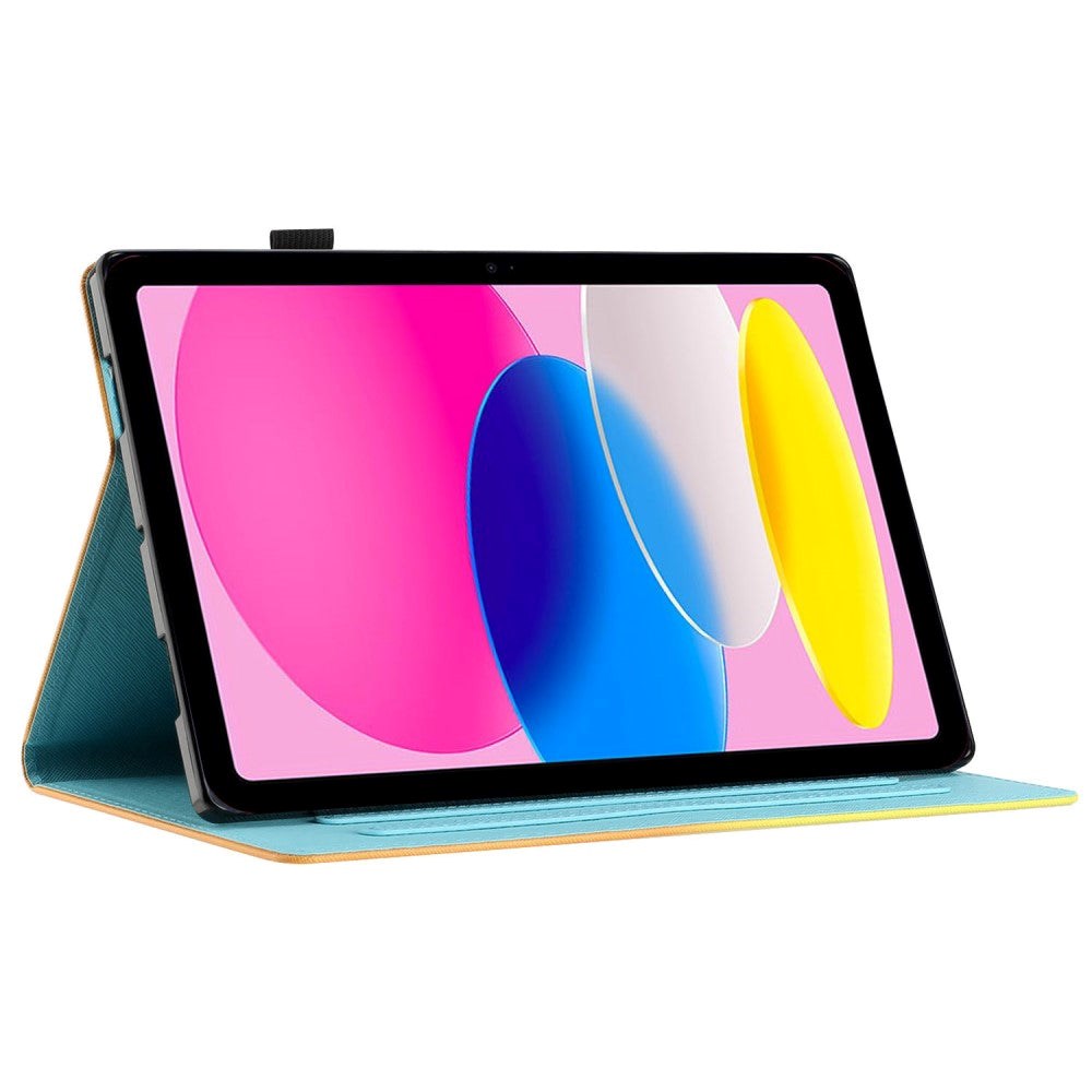 iPad 10.9" (2024/2022) Kickstand PU Leather Case w. Wake-up Function & Card holder - Pink / Blue