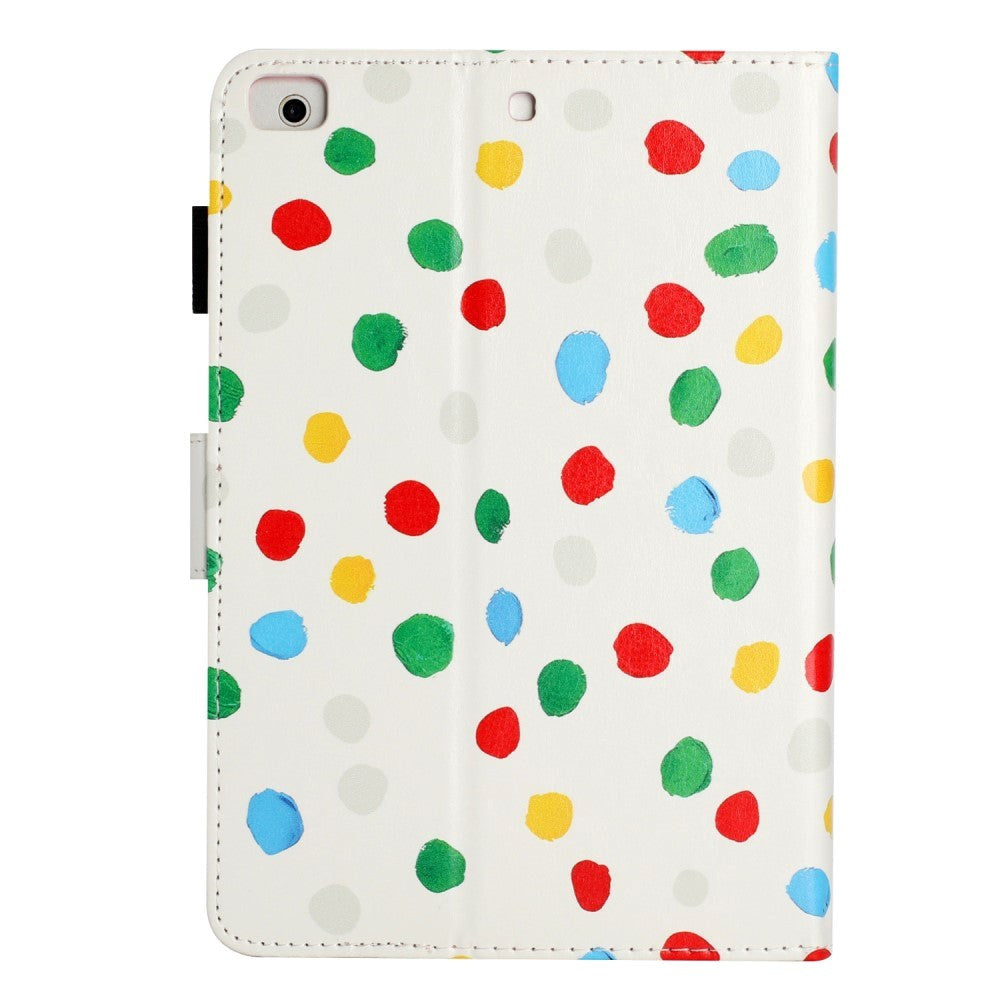 iPad Pro 9.7 (2016) / iPad Air / iPad Air 2 / iPad 9.7 (2017/2018) Leather Flip Case w. Colored Dots - White / Multi