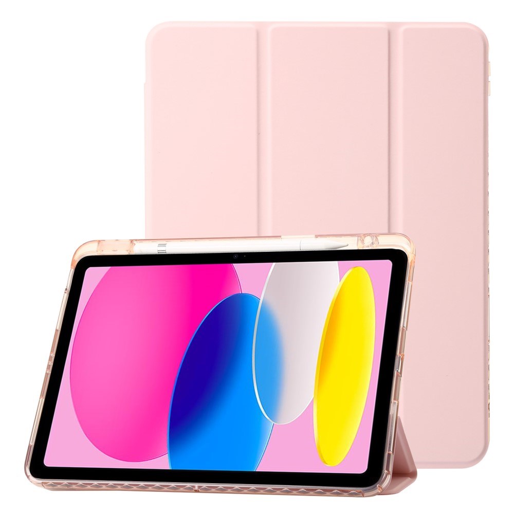 EIDERWOOD iPad 10.9" (2024/2022) Tri-Fold Artificial Leather Flip Case w. Apple Pencil Holder - Light Pink