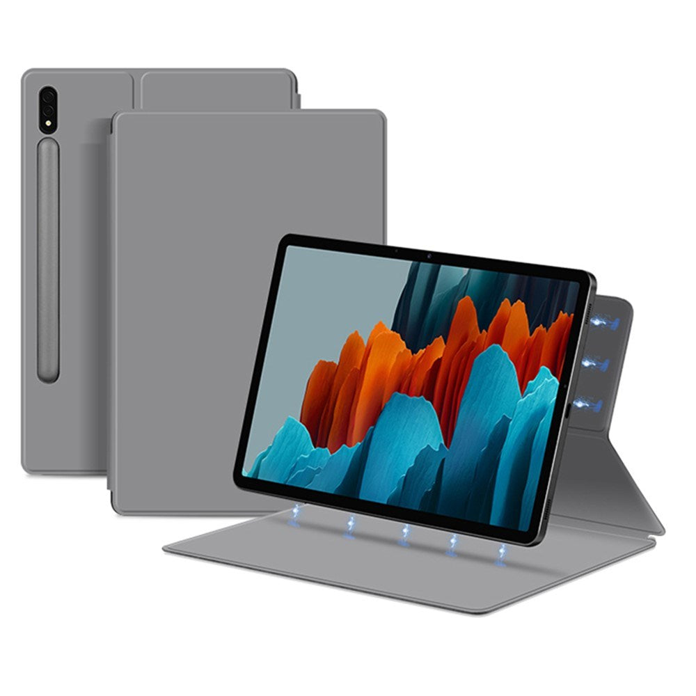 EIDERWOOD Samsung Galaxy Tab S8 / S7 Faux Leather Flip Case with Pen Holder - Grey