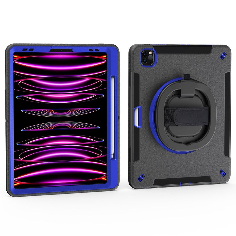 EIDERWOOD iPad Air 13" (2024) / Pro 12.9" (2022 / 2021 / 2020 / 2018) Craftsman Case with Apple Pencil Holder & Shoulder Strap - Black / Cobalt Blue