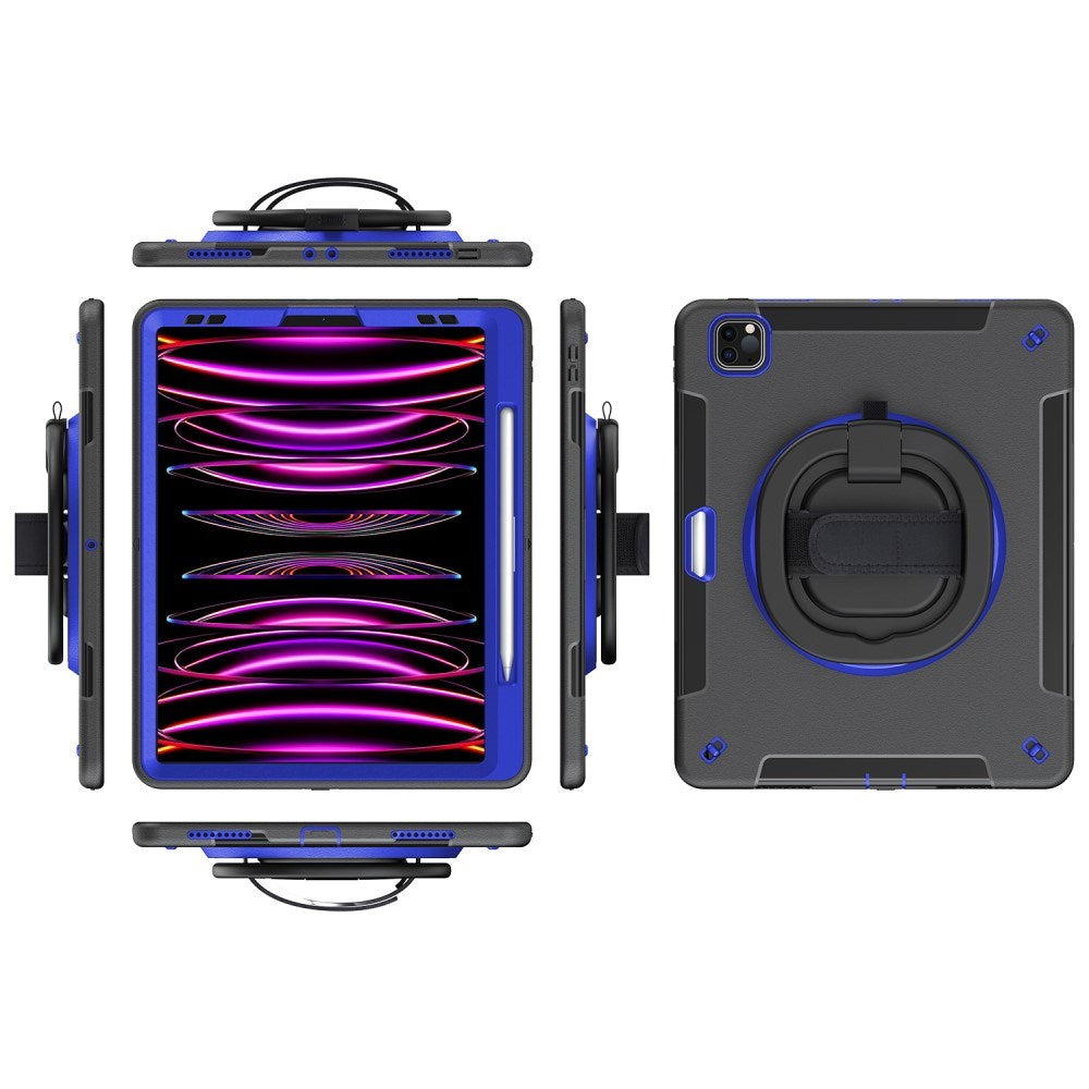 EIDERWOOD iPad Air 13" (2024) / Pro 12.9" (2022 / 2021 / 2020 / 2018) Craftsman Case with Apple Pencil Holder & Shoulder Strap - Black / Cobalt Blue