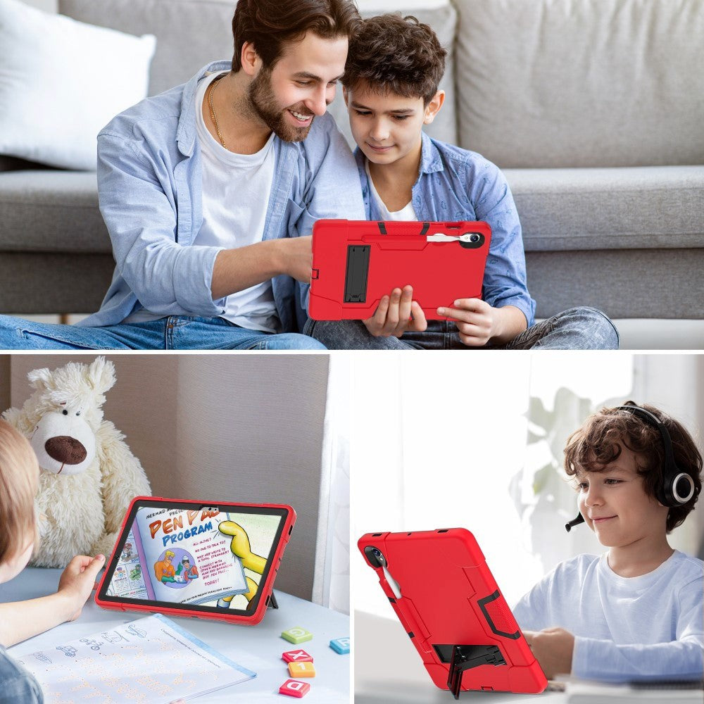 Samsung Galaxy Tab S9 / S9 FE Drop Proof Case with Penholder & Stand - Red / Black
