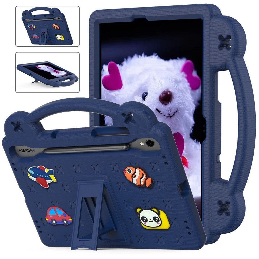 EIDERWOOD Samsung Galaxy Tab S11 / S10 Lite / S10 FE / S9 FE / S9 / S8 / S7 Kids Case with Kickstand & Hand Holder - Dark Blue