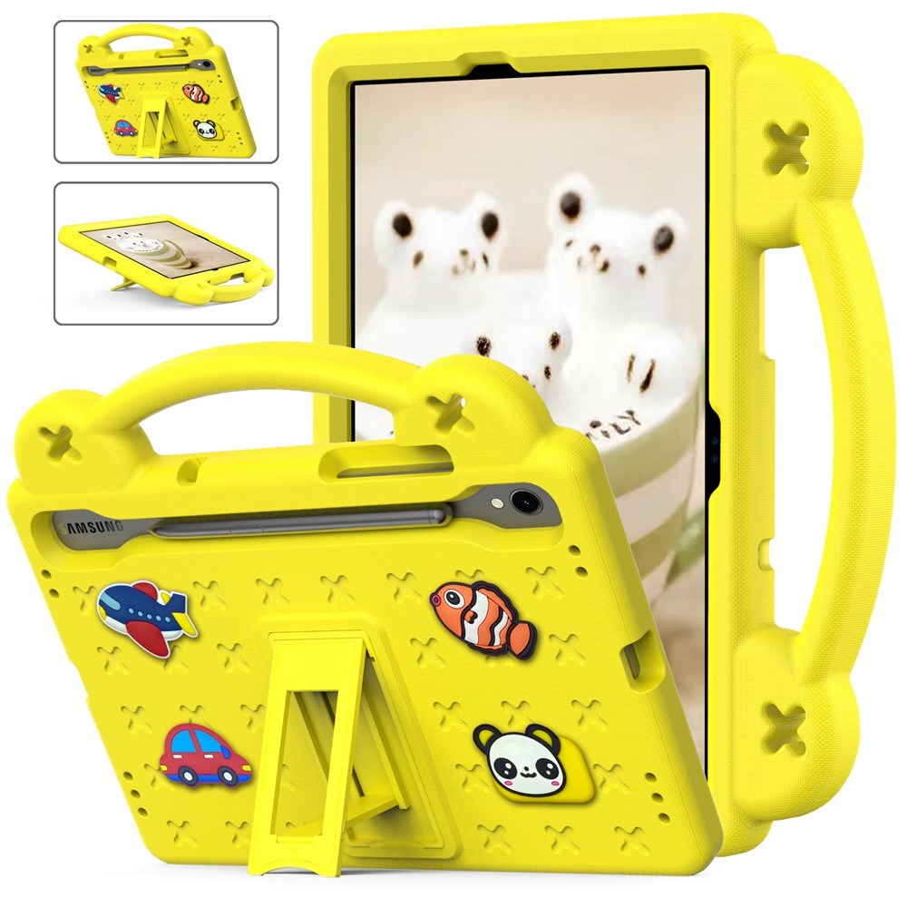 EIDERWOOD Samsung Galaxy Tab S11 / S10 Lite / S10 FE / S9 FE / S9 / S8 / S7 Kids Case with Kickstand & Hand Holder - Yellow