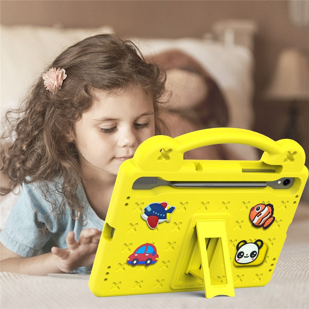 EIDERWOOD Samsung Galaxy Tab S11 / S10 Lite / S10 FE / S9 FE / S9 / S8 / S7 Kids Case with Kickstand & Hand Holder - Yellow