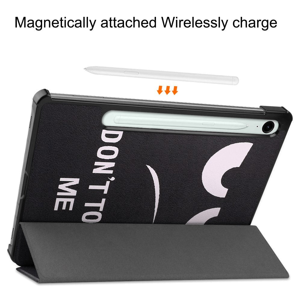 Samsung Galaxy Tab S10 FE / S9 FE Tri-Fold PU Flip Case with Pen Holder - "Don't Touch Me"