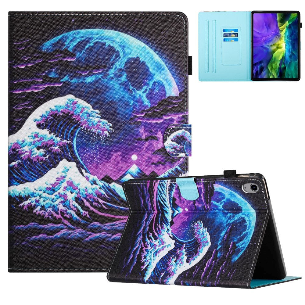 iPad 10.9" (2024/2022) Faux Leather Case w. Kickstand & Card Holder - Waves