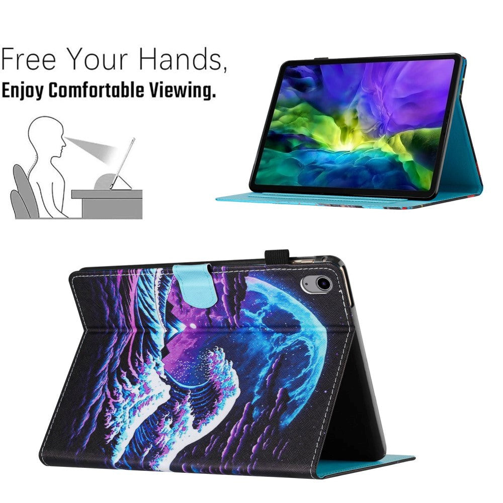 iPad 10.9" (2024/2022) Faux Leather Case w. Kickstand & Card Holder - Waves